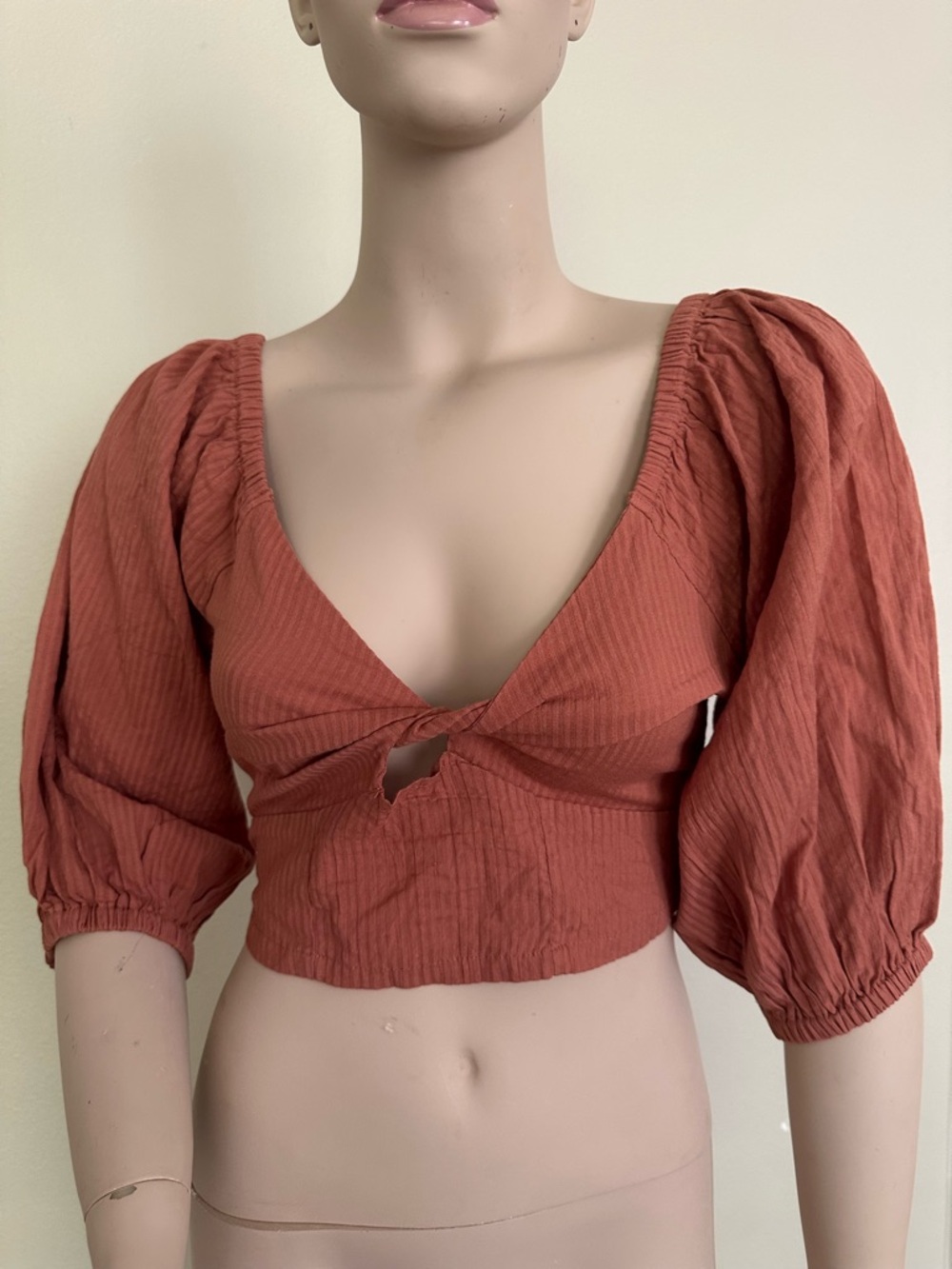 Billabong Rust Puff-Sleeve Cropped Top